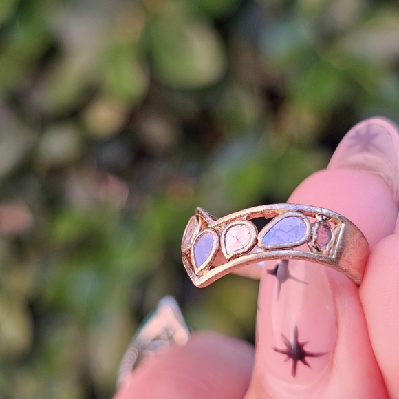 Gold tone Polki Diamond Ring - Picture 6 of 8